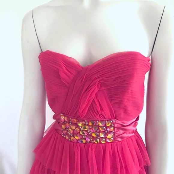 Strapless Lined Ruffle Party Dress SZ Small - Picture 2 of 9
